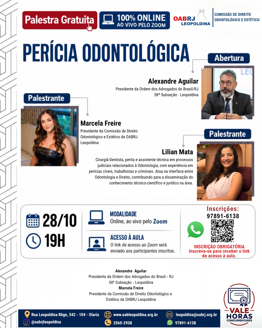 🦷⚖️ PALESTRA GRATUITA | PERÍCIA ODONTOLÓGICA – 28.10.26
