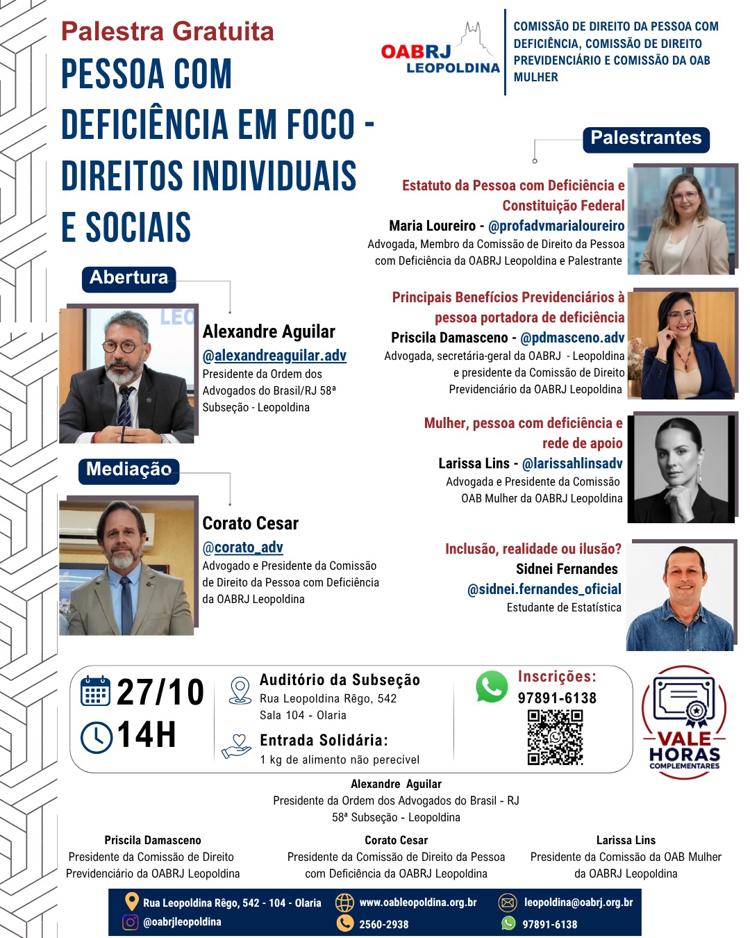 ⚖️ PALESTRA GRATUITA | PESSOA COM DEFICIÊNCIA EM FOCO: DIREITOS INDIVIDUAIS E SOCIAIS – 27.10.26