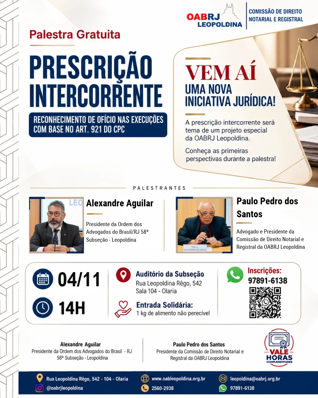 PALESTRA GRATUITA | PRESCRIÇÃO INTERCORRENTE – 04.11.26