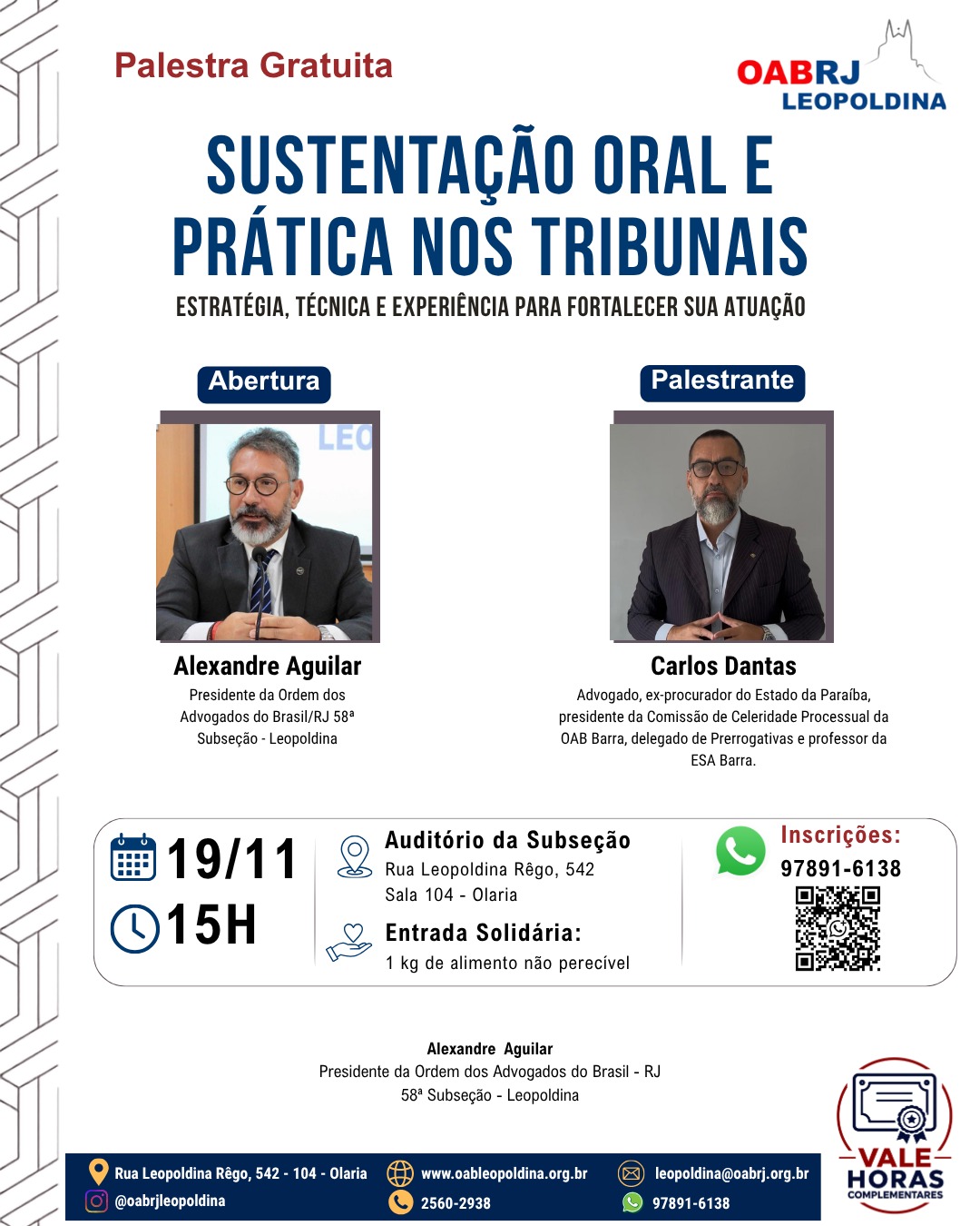 PALESTRA GRATUITA | SUSTENTAÇÃO ORAL E PRÁTICA NOS TRIBUNAIS – 19.11.26